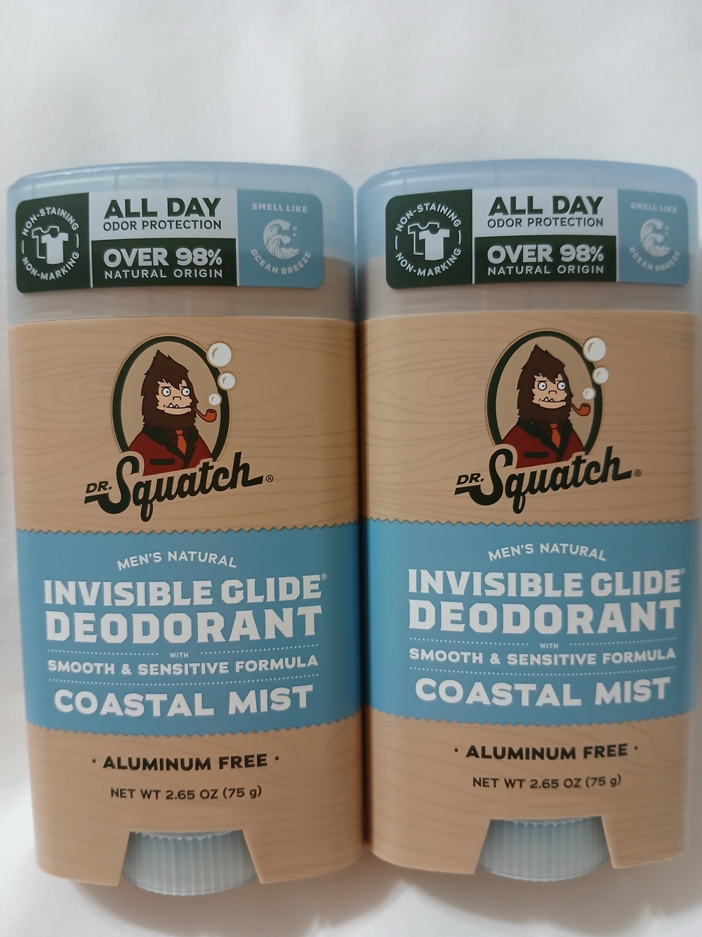 New- Dr Squatch-Coastal Mist Invisible Glide Deodorant for Men - Set Of 2.